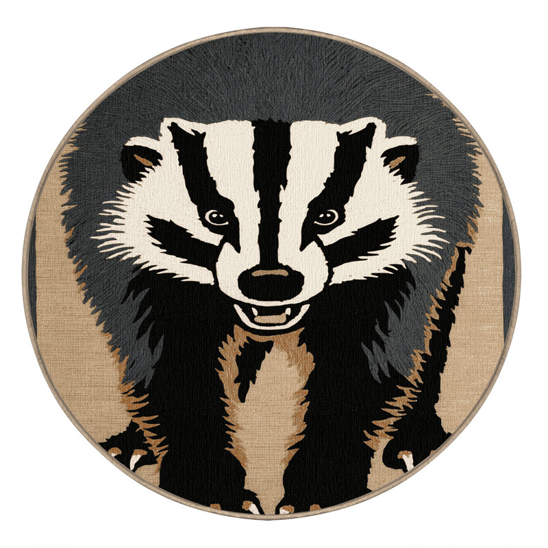 Washable Honey Badger Wildlife Area Rug, Square 4'