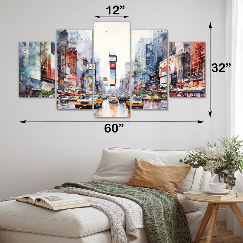«Times Square New York Cityscape I», ensemble d'art mural multi-panneaux New York