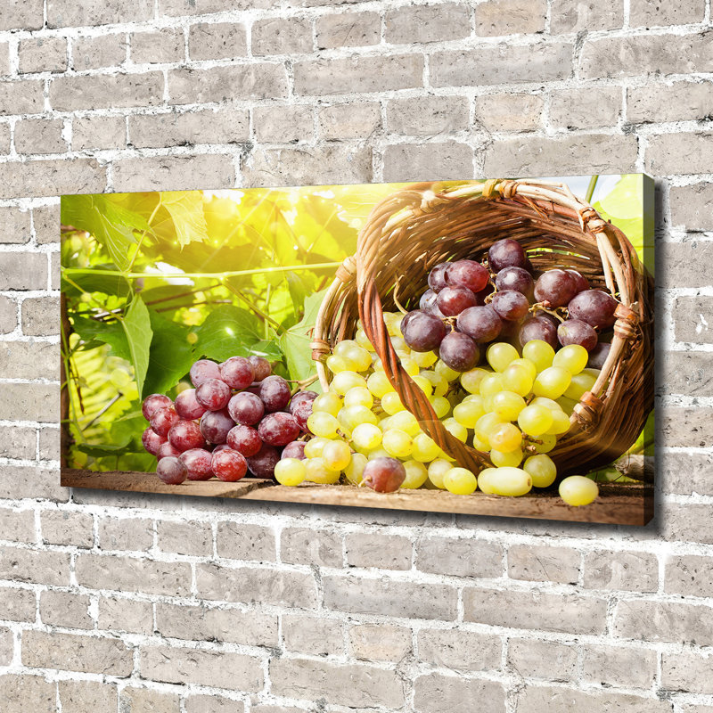 Grapes In The Basket - Wrapped Canvas Print