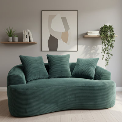 67.05" Curved , Dark , Pocket Spring Cushions, 3 Throw Pillows, Ideal For Compact Bedrooms Soft Seating, Fits Apartments