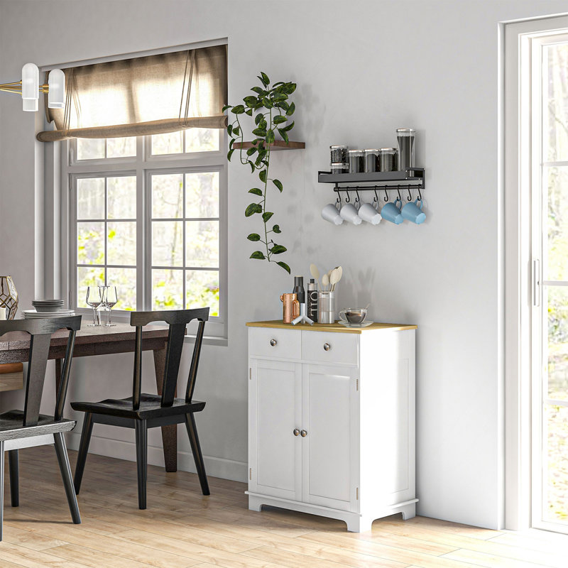 Buffet avec comptoir en bois massif, Blanc