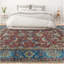Wool Oriental Area Rug in Rust/Dark Blue