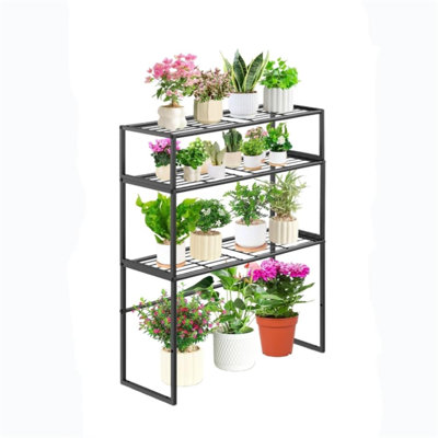 3-Tier Metal Plant Stand: Indoor/Outdoor Flower Pot Display Rack