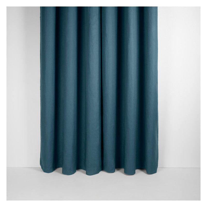 Carlina Linen Room Darkening Curtain Single Panel, Deep Turquoise, Width 190 x Drop 270cm