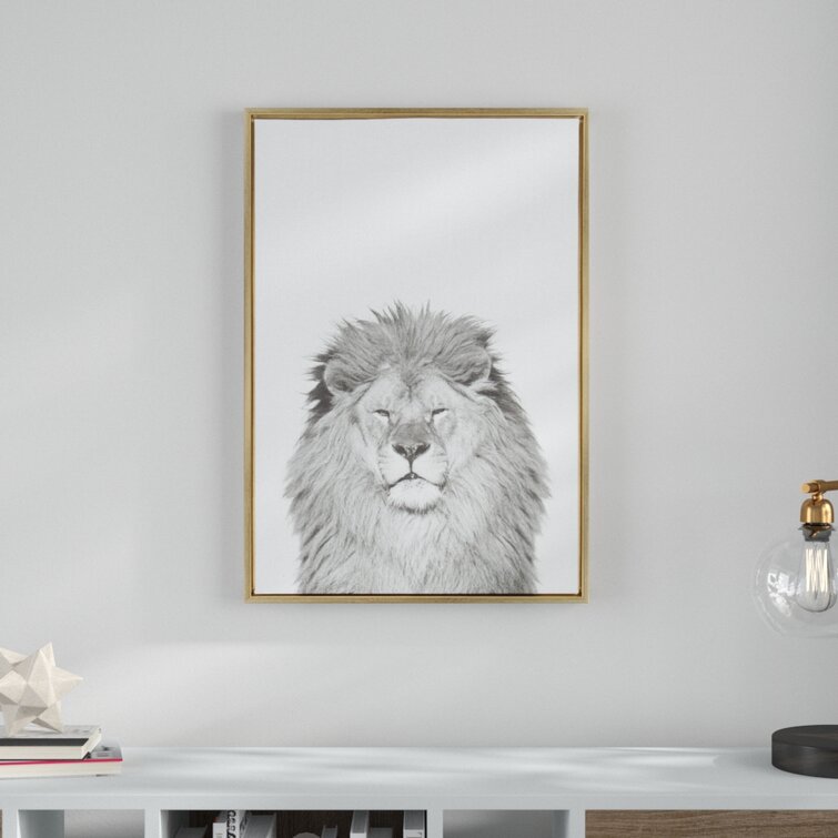 Ivy Bronx Lion Animal Print Black And White Portrait Framed On Canvas by Simon  Te Tai Print  Reviews Wayfair