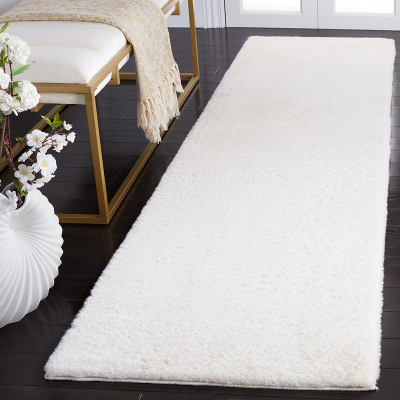Faux Rabbit Fur Performance Machine Washable Solid Color Rug, Runner 2'3" x 8'
