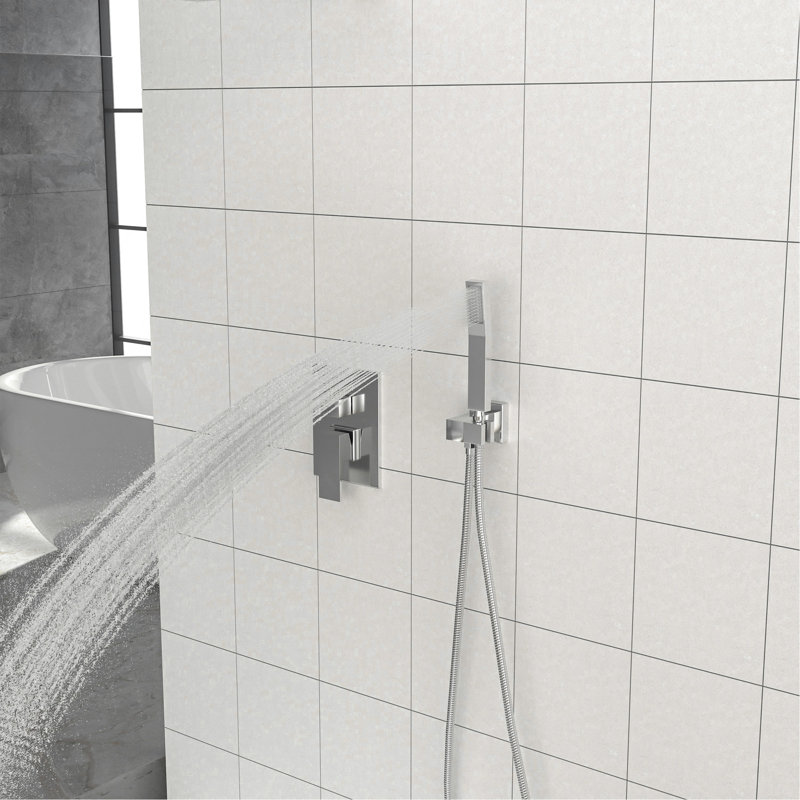 Dual Shower Head - 12 Inch Wall Mounted Square Shower System with Rough-in Valve,Chrome, Chrome