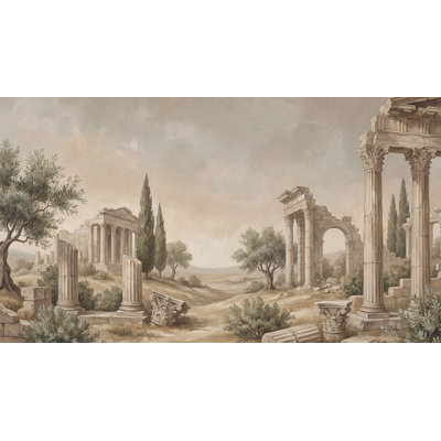 Panneau mural ruines antiques, architecture classique méditerranéenne