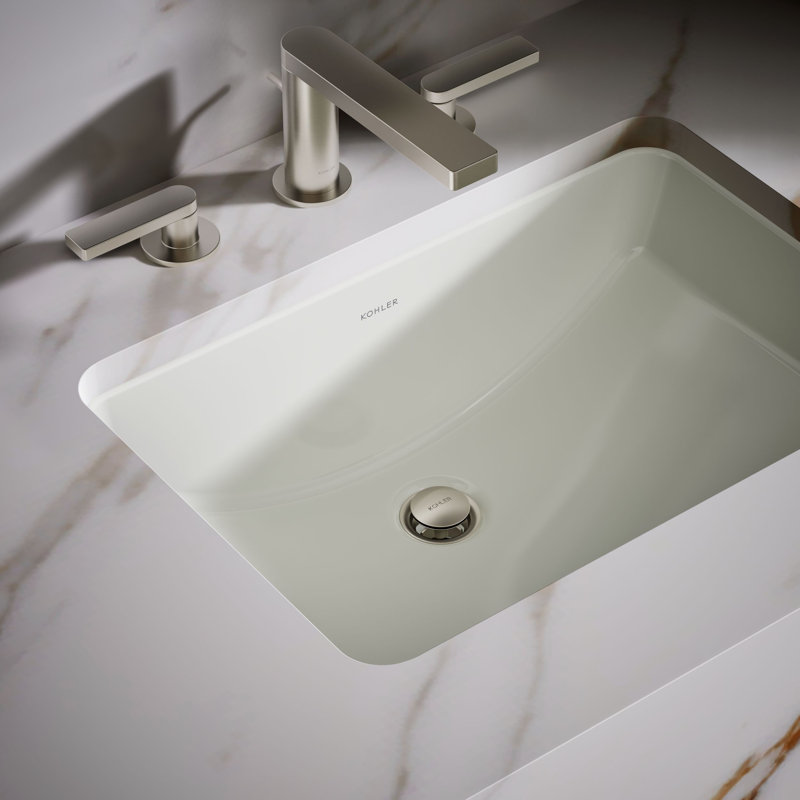 Ladena Vitreous China Rectangular Undermount Bathroom Sink, Dune