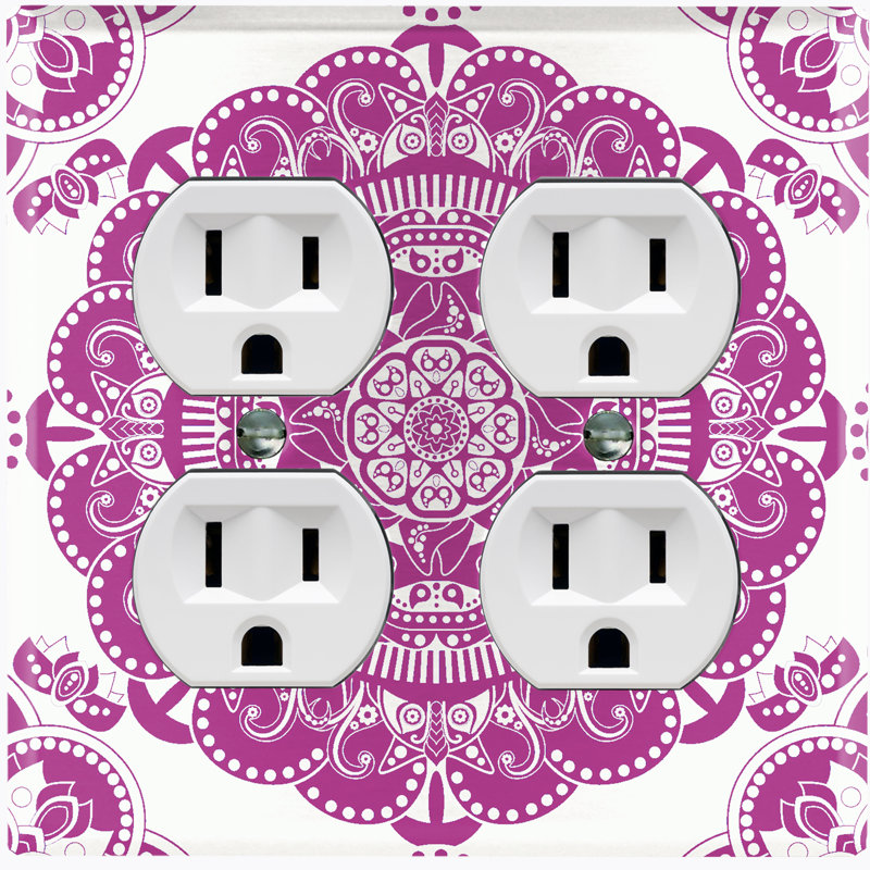 Plaque murale 2 prises doubles, Rose blanc