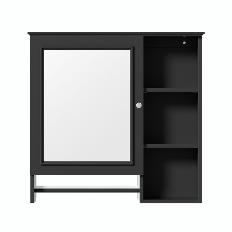 Armoire à pharmacie à miroir murale 28,85 po H 28 po Magrini, Noir