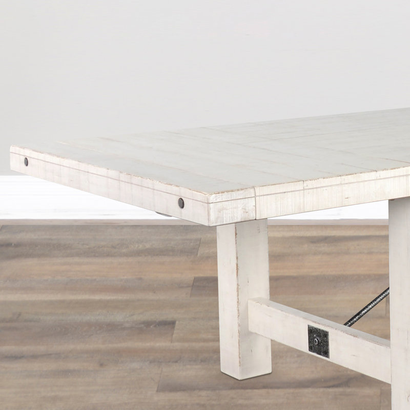 Hardin Extendable Mahogany Solid Wood Dining Table, White Sand