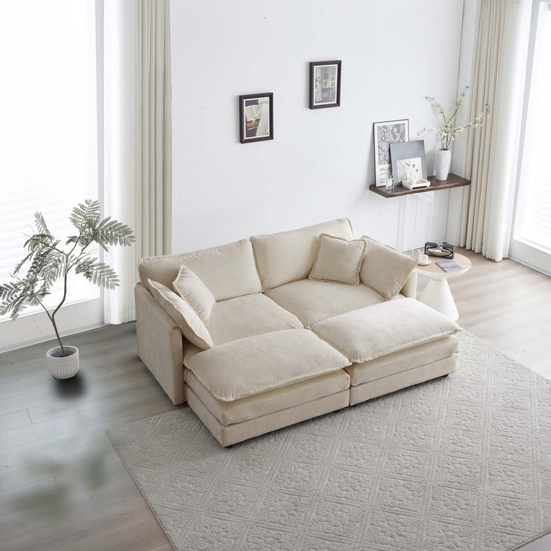 Canapé 2 places Kase, 33" H x 76.7" W x 57.4" D, Beige