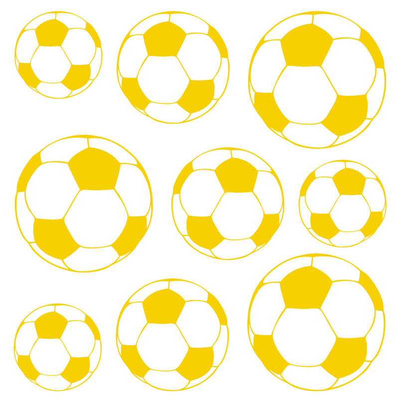 Adhésif décoratif ballons de soccer, H 20 po x l 20 po x P 0,01 po, Jaune clair