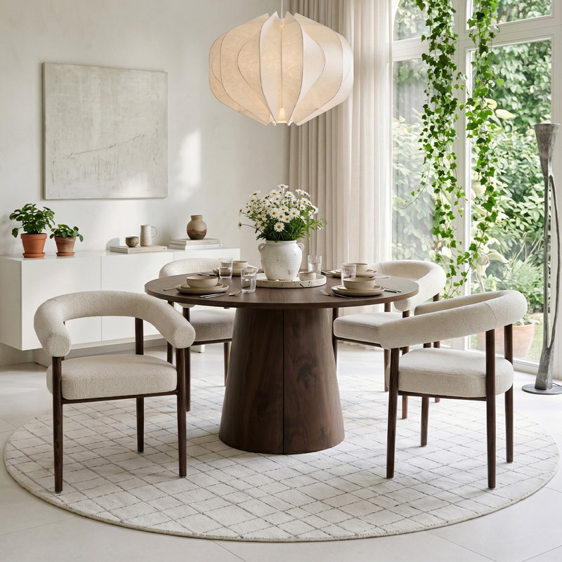 Ensemble de table de salle à manger extensible 47 "à 83" avec fauteuils rembourrés, 5 Pieces: Table, 4 Chairs