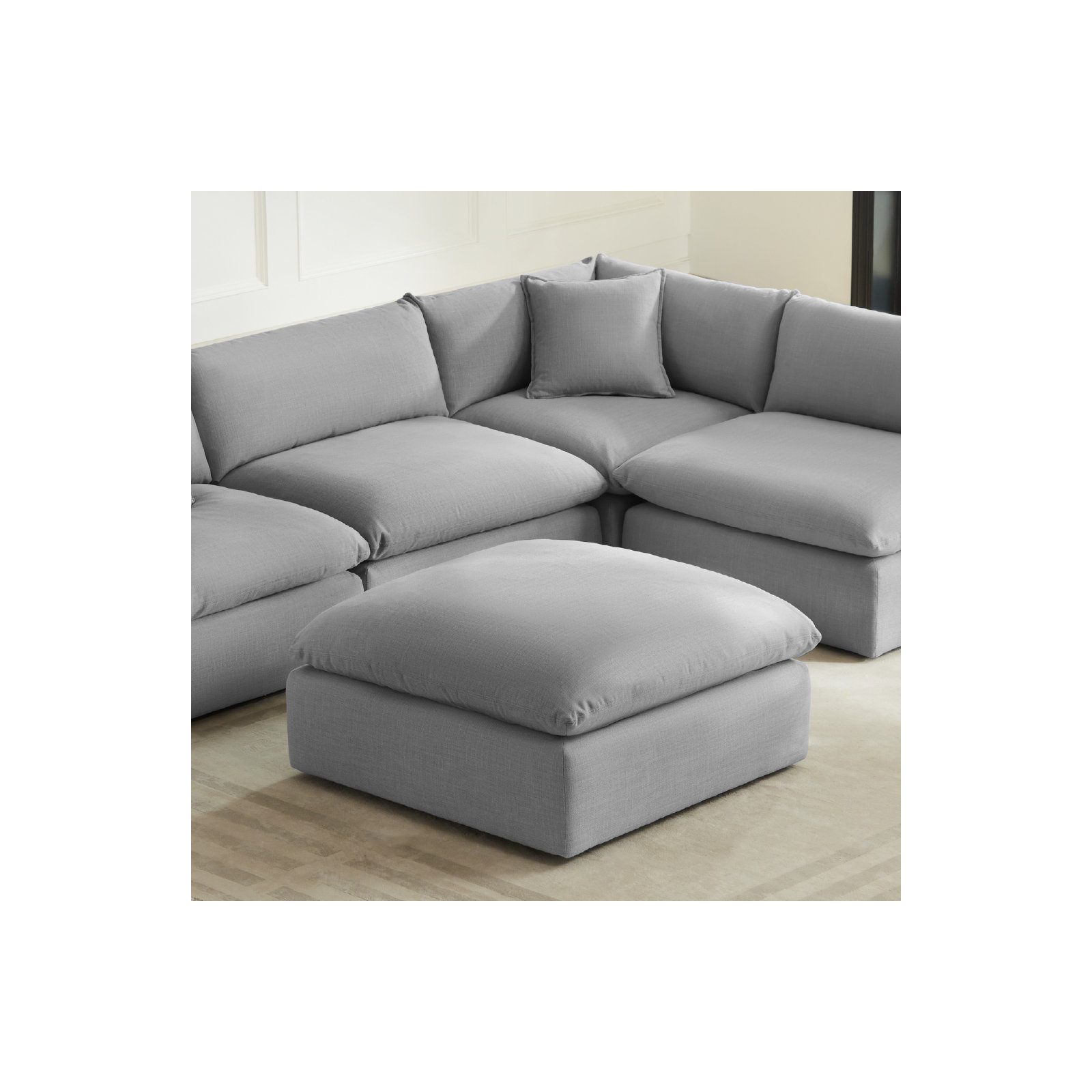  Annabella 41" Upholstered Ottoman, Effie Gray Performance Weave