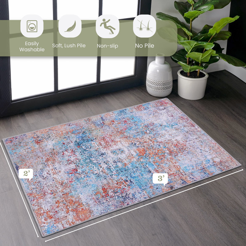 Nicholis Washable Abstract Indoor Rug, Rectangle 2' x 3'
