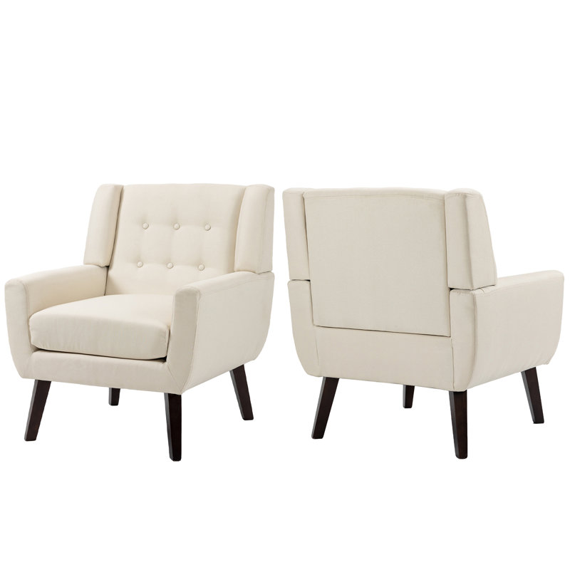Jaqueze 73.4 Cm Wide Cotton Armchair, White Linen Blend