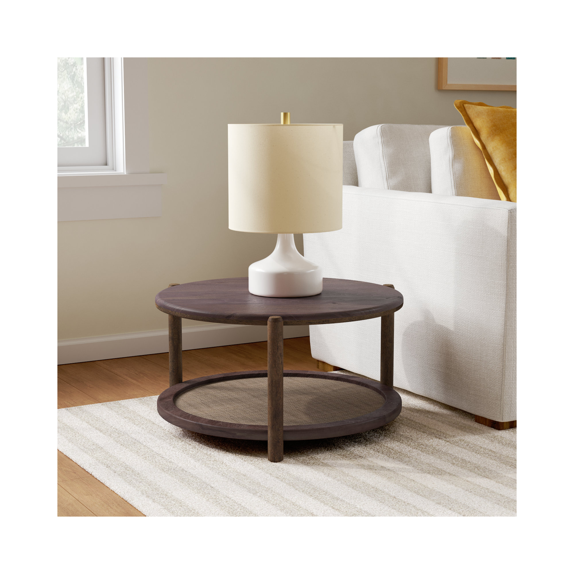 Avalon Walnut And Cane Side Table