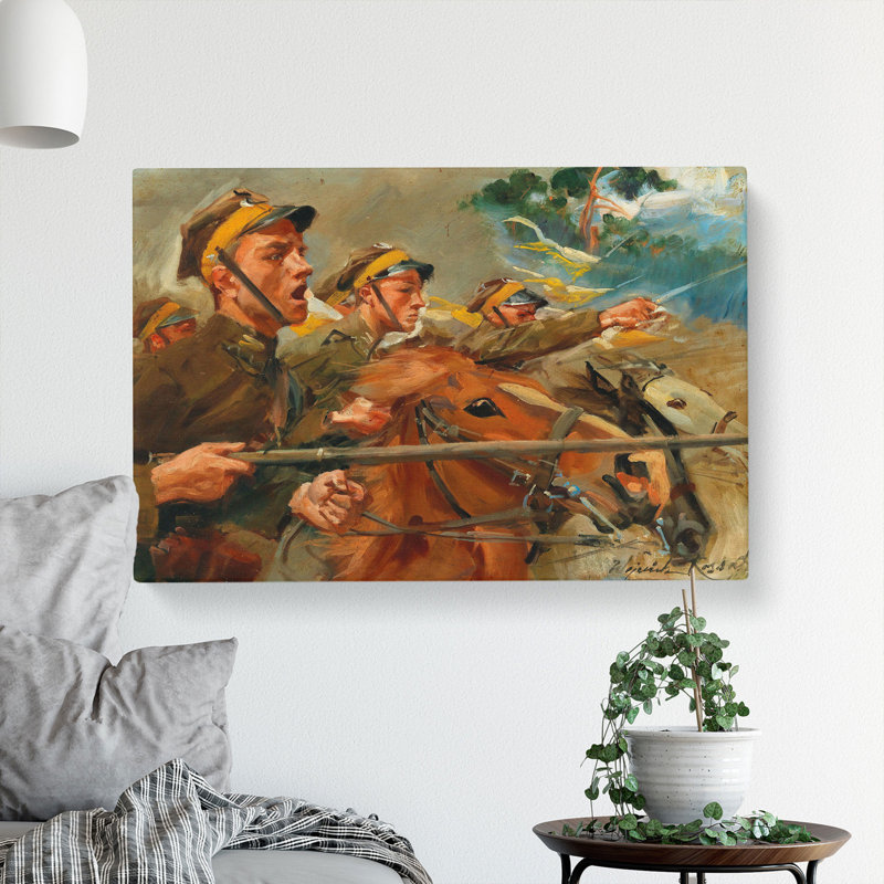 Attack by Wojciech Kossak - Wrapped Canvas, 50cm H x 76cm W x 3cm D