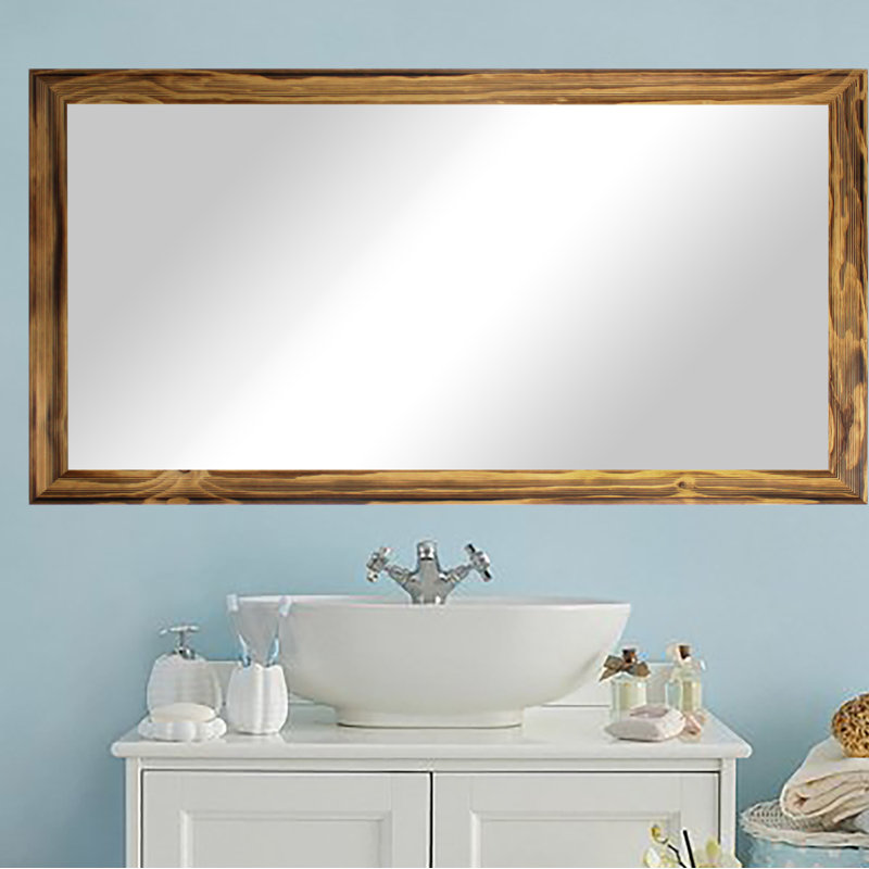Bloodworth Wood Flat Wall Mirror, 34.5" H x 69.5" W, Rustic Natural Wood