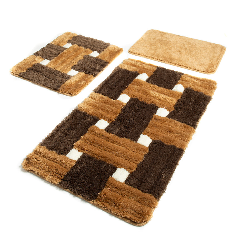 Premium Acrylic Bathmat Set (3 Pieces), Antibacterial Non-Slip, 15.8 x 23.6 inches, 19.7 x 23.6 inches, 23.6 x 39.4 inches | 100% Acrylic, 1.4 lbs/sq ft | Machine Washable, Soft & Durable for Bathroom Safety