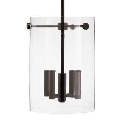 Gracie Oaks Parkchester 4 Light Pendant Light in Matte Black with Clear Glass Shade