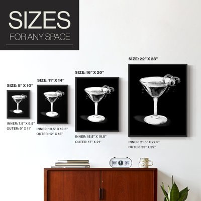 Dressed in Black Martini Framed Print - Solid Wood