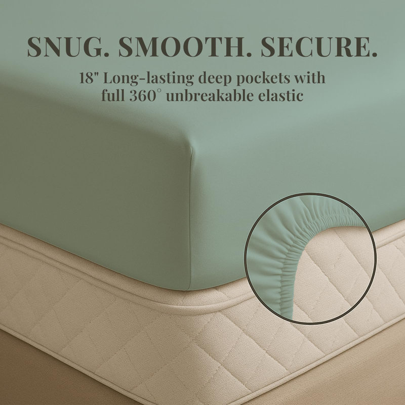 Premium Rayon From Bamboo Blend Sheet Set With Deep Pockets, Cooling and Breathable, Light Teal
