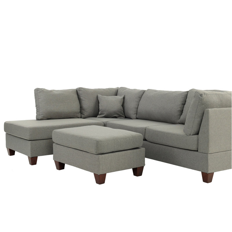 Canapé modulaire 3 pièces, Tissu gris clair