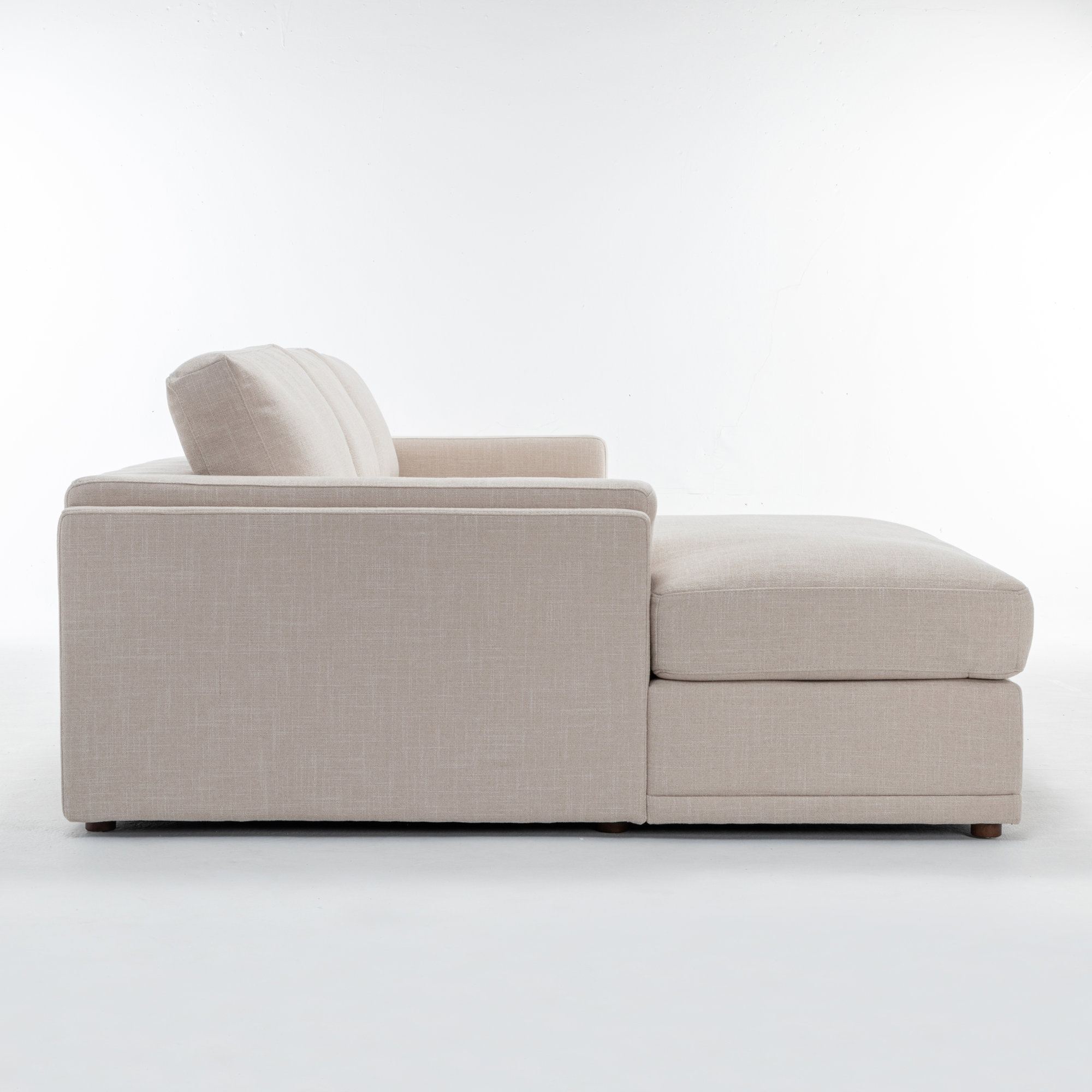 Essex 2-Piece 118" Upholstered Sectional, Beige Cotton Blend, Left Hand Facing