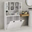 Grande armoire de salle de bain à deux compartiments avec panier à linge inclinable et 2 tablettes réglables - blanc-272757102
