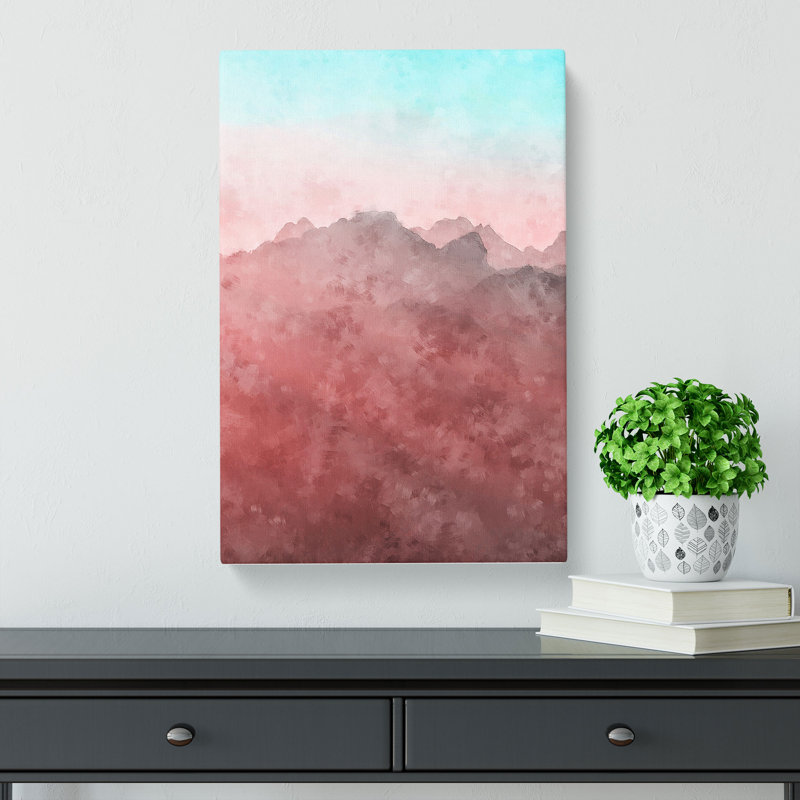 Pink Sunlit Mountains - Wrapped Canvas, 91cm H x 60cm W x 3cm D