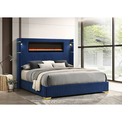 Romma Platform Bed Blue King