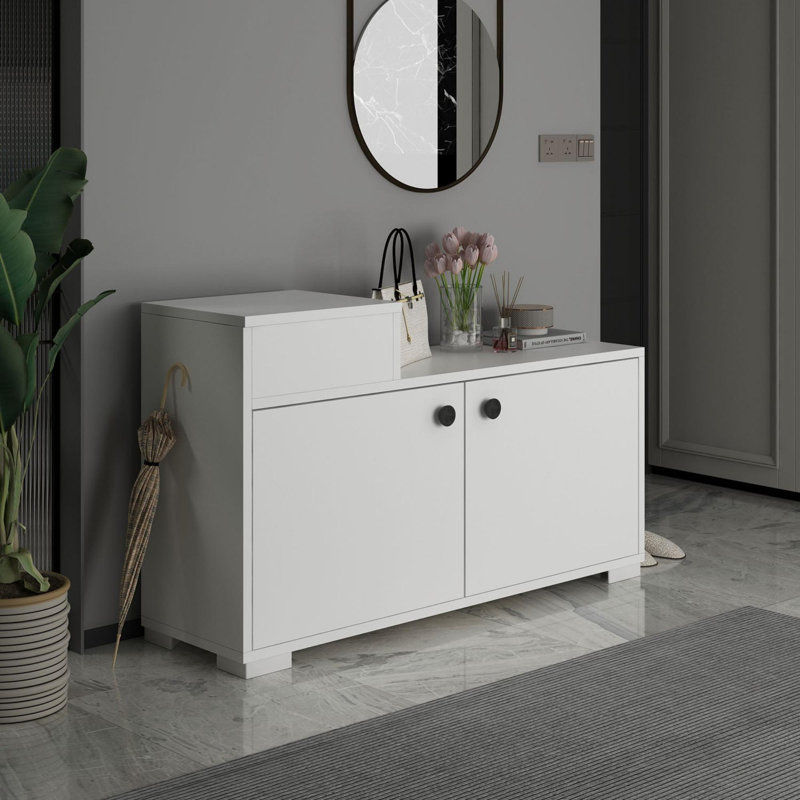 Baneen 8 Pair Shoe Storage Cabinet, White