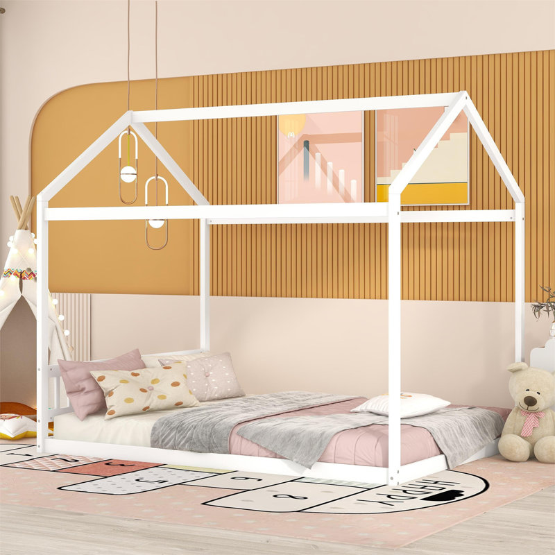 Queen Size House-Shaped Canopy Bed, White