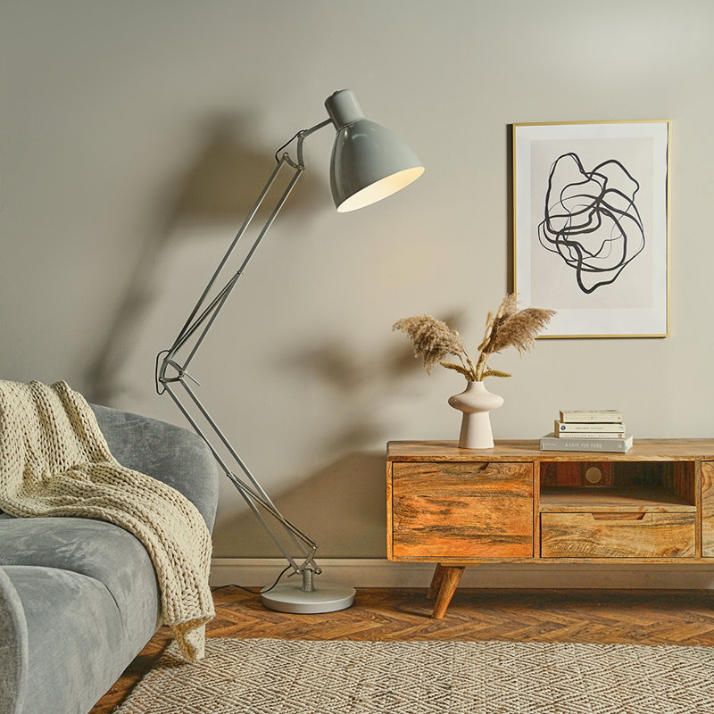 Swing Arm Floor Lamp, Grey
