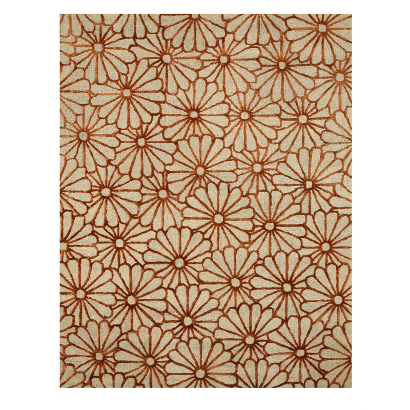 Tapis ivoire en laine et viscose Nadia Trellis, Rectangle 7 pi 9 po x 9 pi 9 po