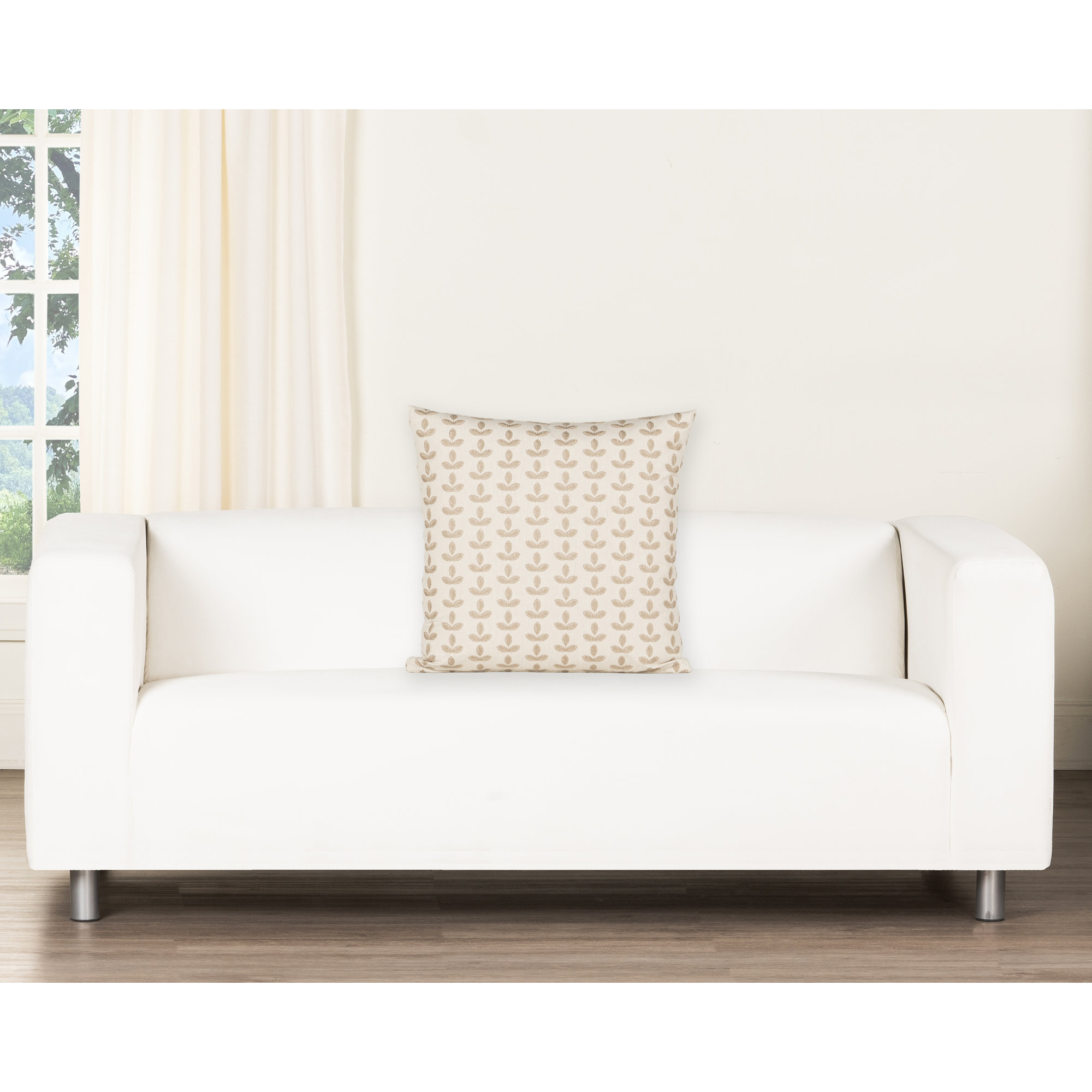 Birch Lane Trillium Throw Pillow Throw, Feather, Square 20", Cream Floral