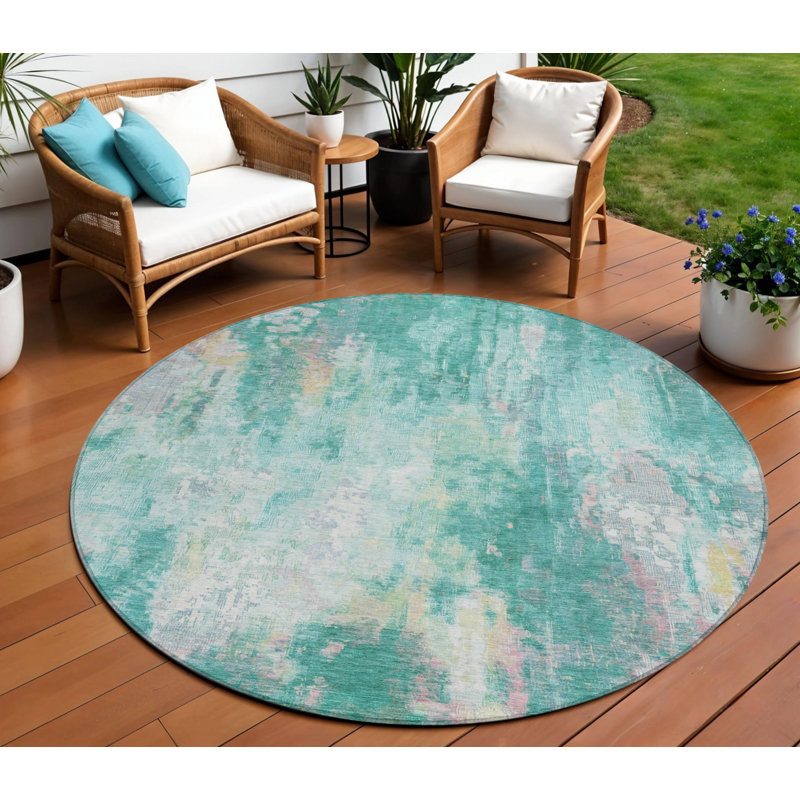 Tapis rond bleu 8 po