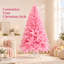 Sapin de Noël artificiel rose de 2,13 m (7 pi) non illuminé, épinette articulée avec branches réalistes, 1000 pointes et support en métal-1484591374