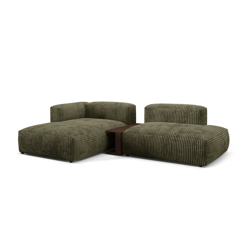 Betsayda 2 Seater Corduroy Corner Sofa , Moss Green