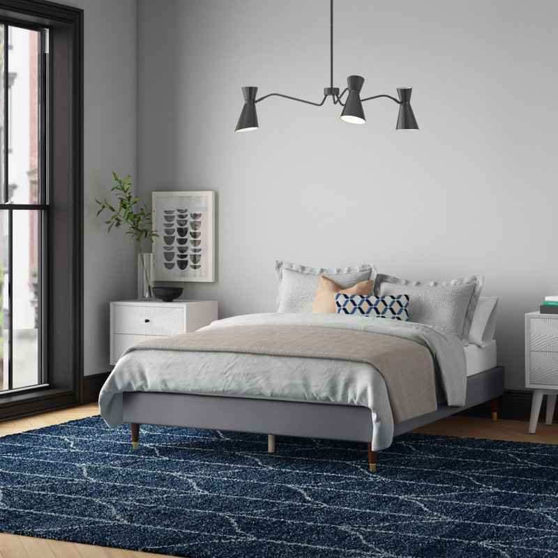 Laquentin Upholstered Platform Bed, Queen, Charcoal Gray