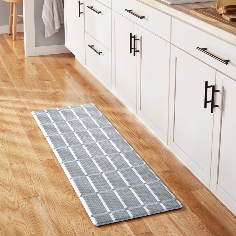 Comfort Plus Dark Grey Geometric Memory Foam Kitchen Mat