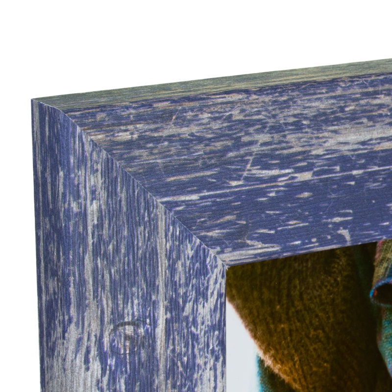 Cadre photo simple Kimzey, 17 po x 22 po emmêlé à 13 po x 19 po, Bleu bois de grange