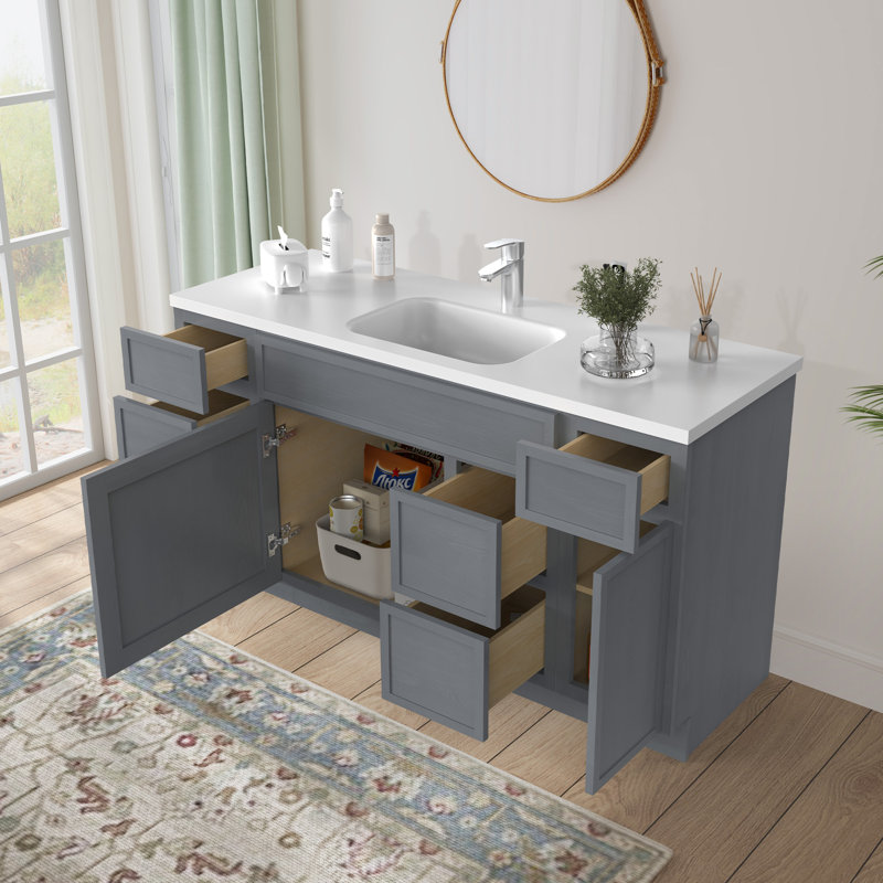 Base de meuble-lavabo simple 60 po seulement, Argent