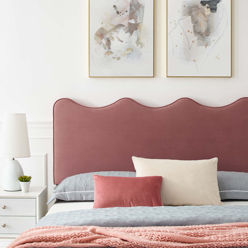 Modway Current Performance Velvet Platform Bed, Dusty Rose, Twin
