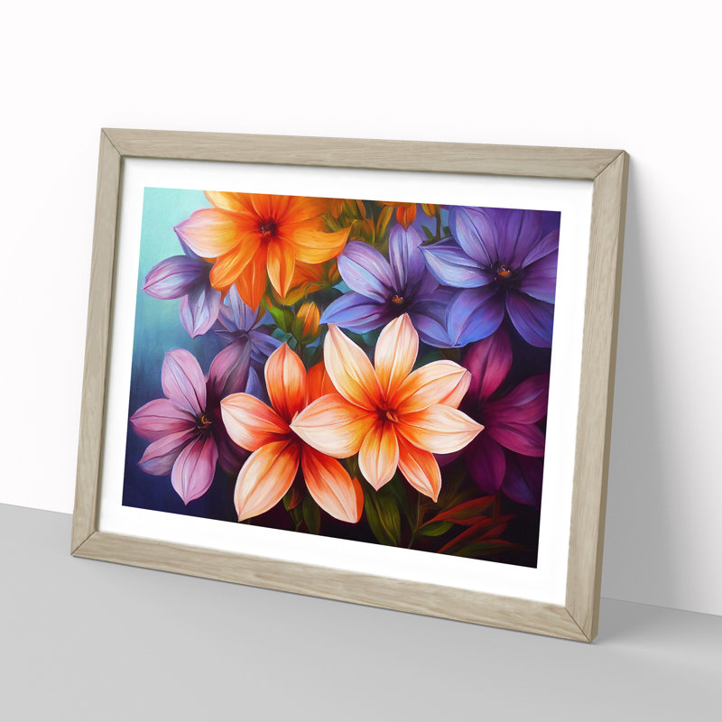 Lovable Flowers - Single Picture Frame Print, 25cm H x 34cm W x 2cm D, Oak