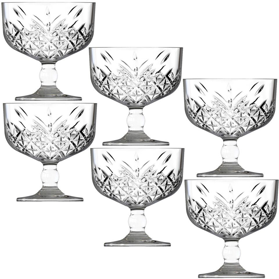 6 Pcs Glass Footed Ice Cream Cup Bowl Set