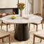 Table de salle à manger ronde en pierre 9 pièces avec chaises ergonomiques en bois Bobrow-863371266-863371281-863371268